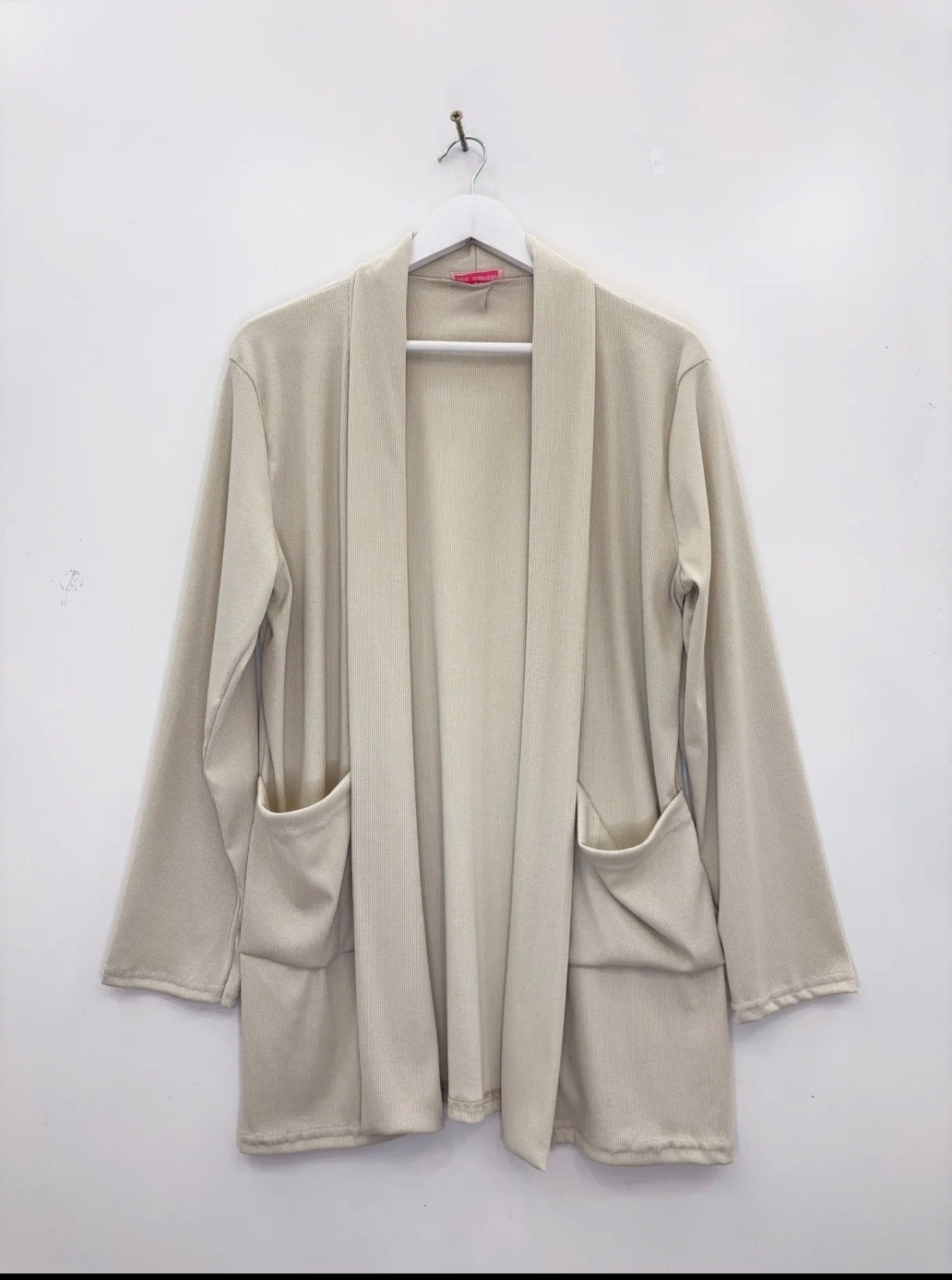 Gilet long maille fine – Écru