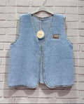Gilet sans manches effet mouton – Bleu ciel