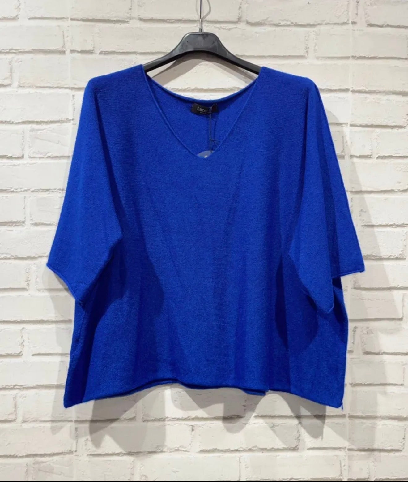 Pull oversize col V – Bleu électrique 💙
