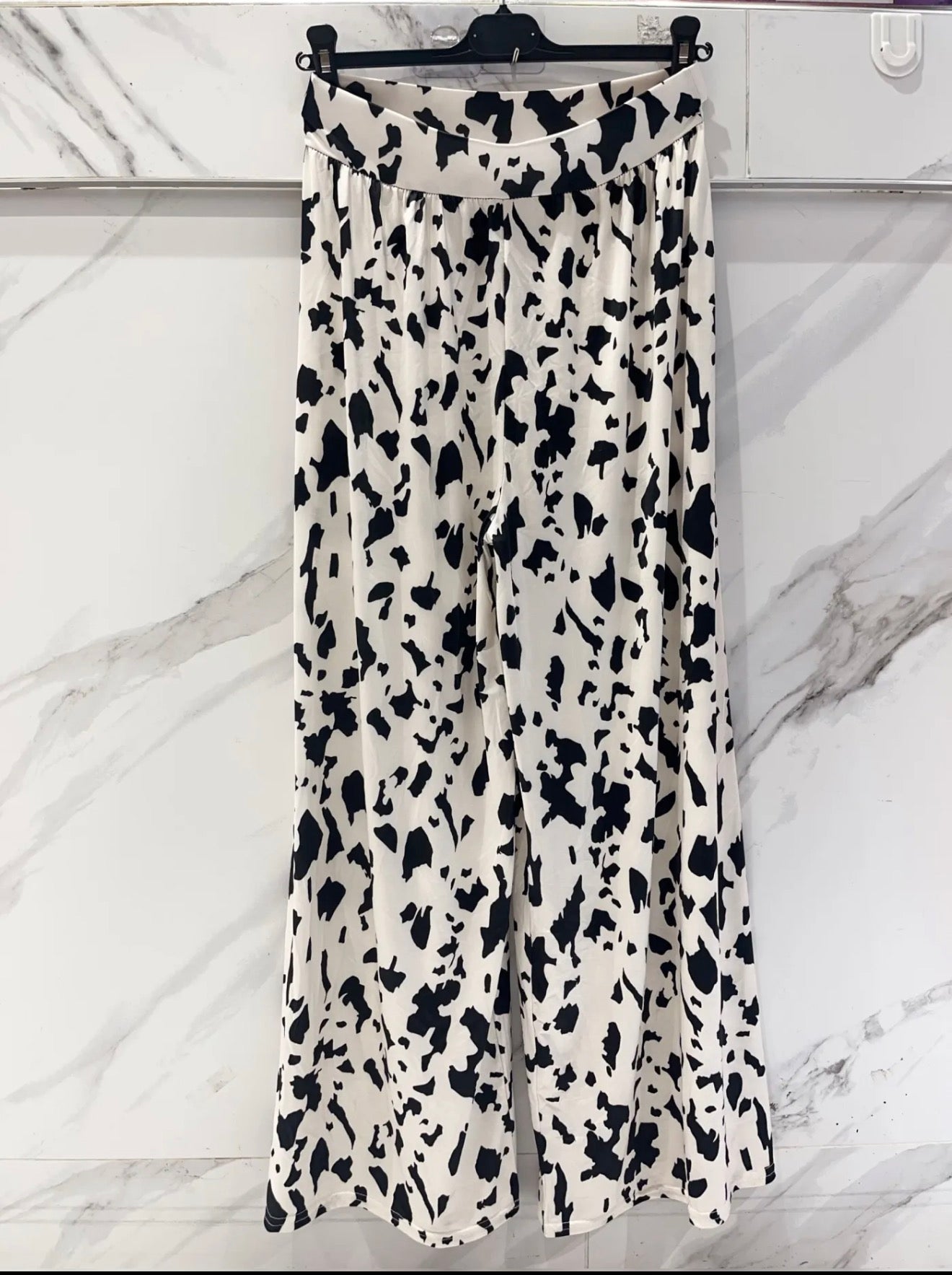 Pantalon Palazzo Imprimé Noir & Écru 🖤🤍