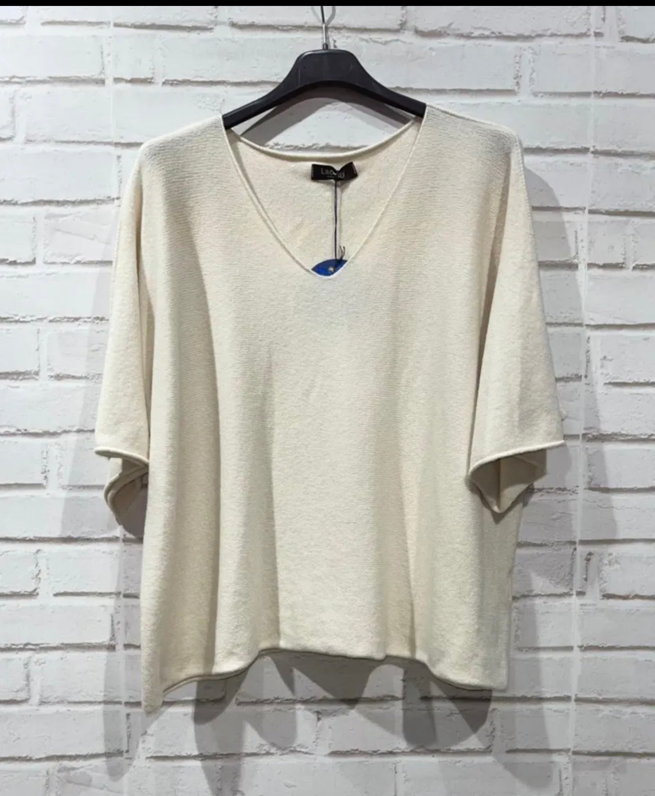 Pull oversize col V – Écru 🤍