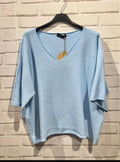 Pull oversize col V – Bleu ciel 🩵