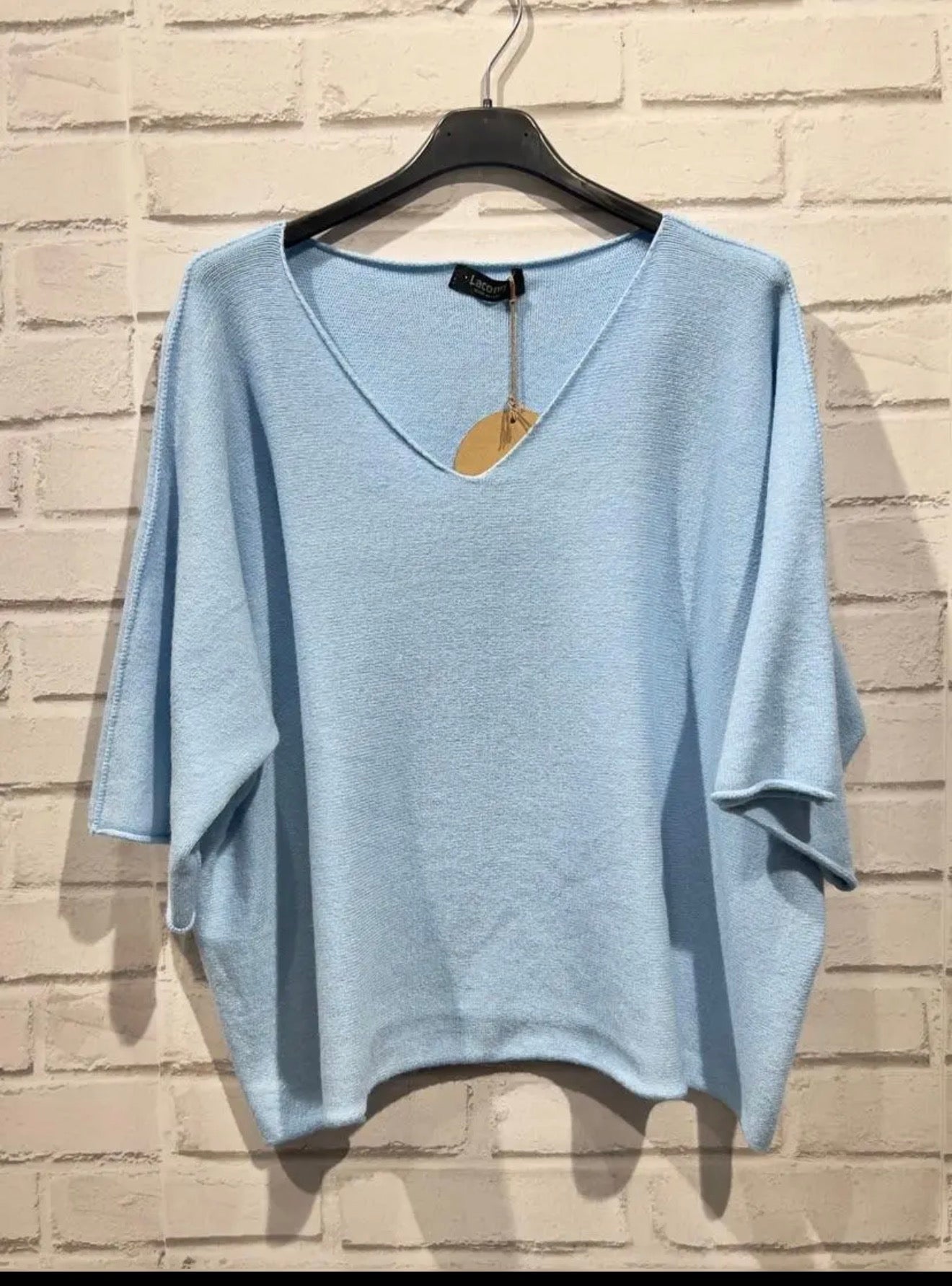 Pull oversize col V – Bleu ciel 🩵