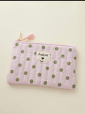 Pochette Matelassée « Amour » – Rose Poudré à Pois