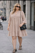 Robe fluide à volants – Beige