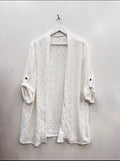 Gilet long en broderie anglaise blanc