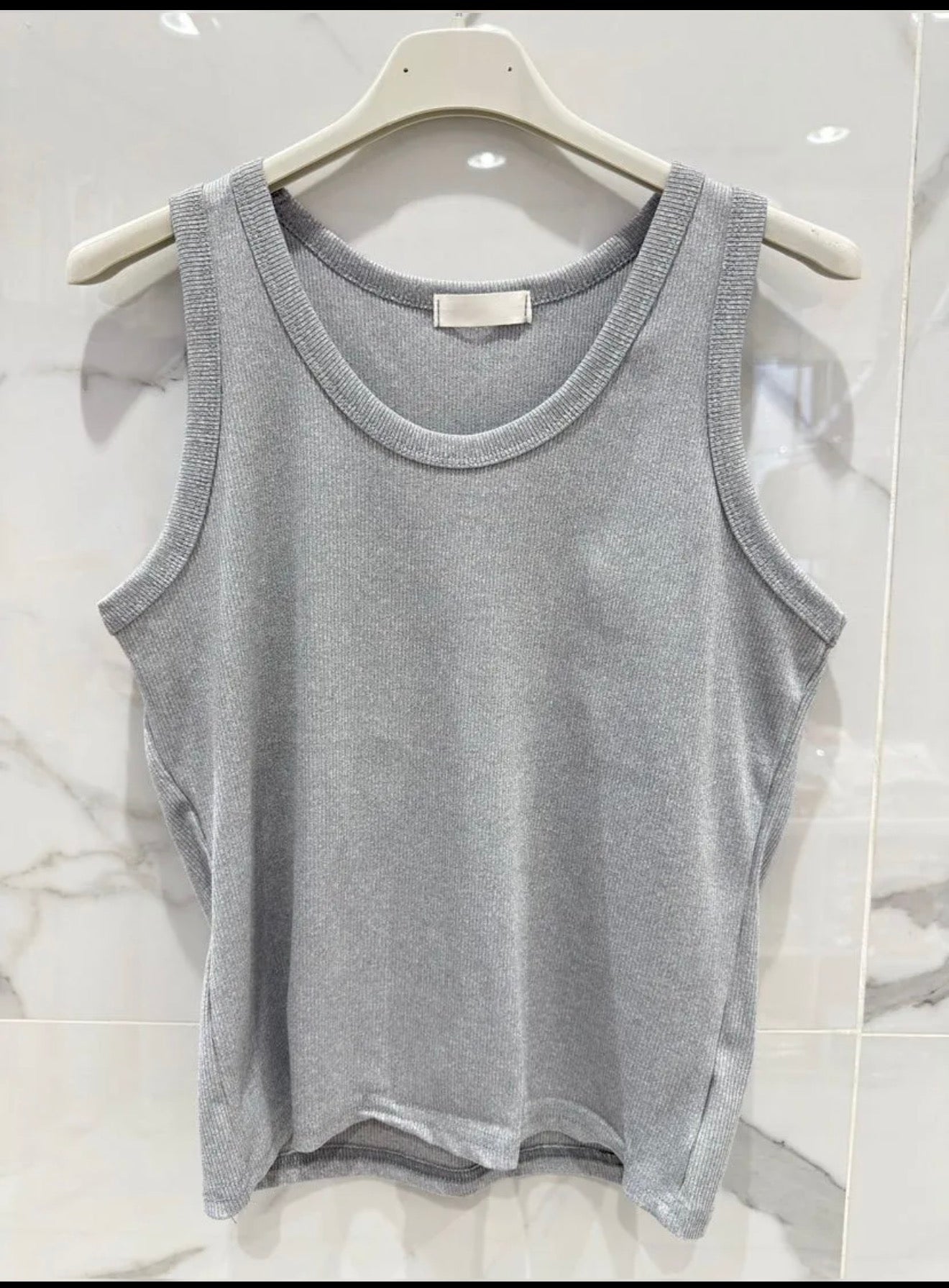 Débardeur Maille Fine Gris