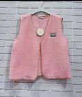 Gilet sans manches effet mouton – Rose