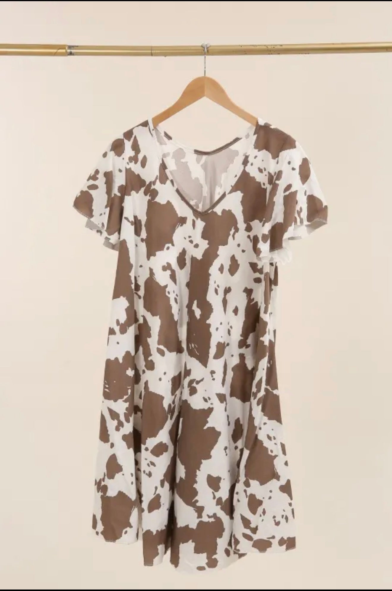 Robe fluide imprimé vache – Marron & Écru
