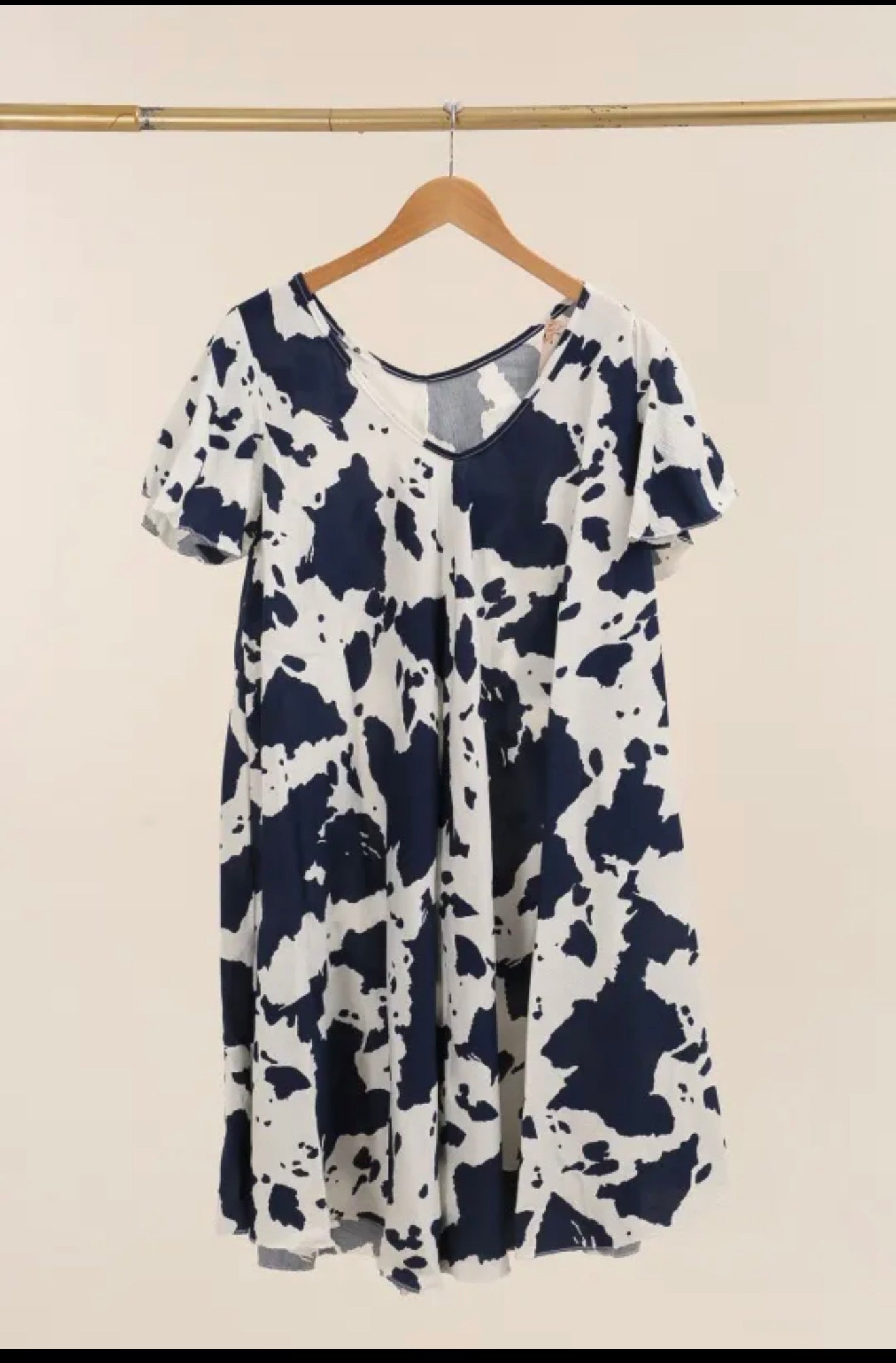 Robe fluide imprimée – Bleu marine & Écru