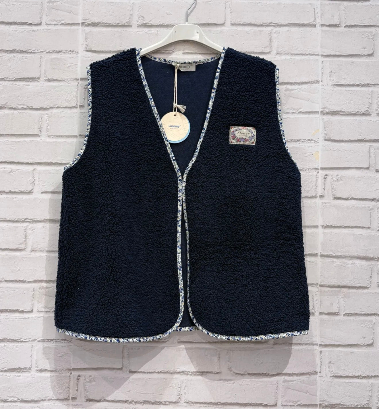 Gilet sans manches effet mouton – Bleu marine