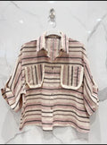 Chemise Rayée Beige & Rose – Taille Unique