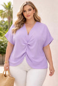 Haut drapé col V – Lilas
