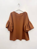 Blouse fluide à manches bouffantes – Camel