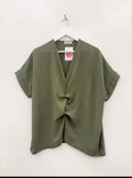 Blouse Drapée Col V – Kaki