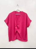 Blouse Drapée Col V – Fuchsia