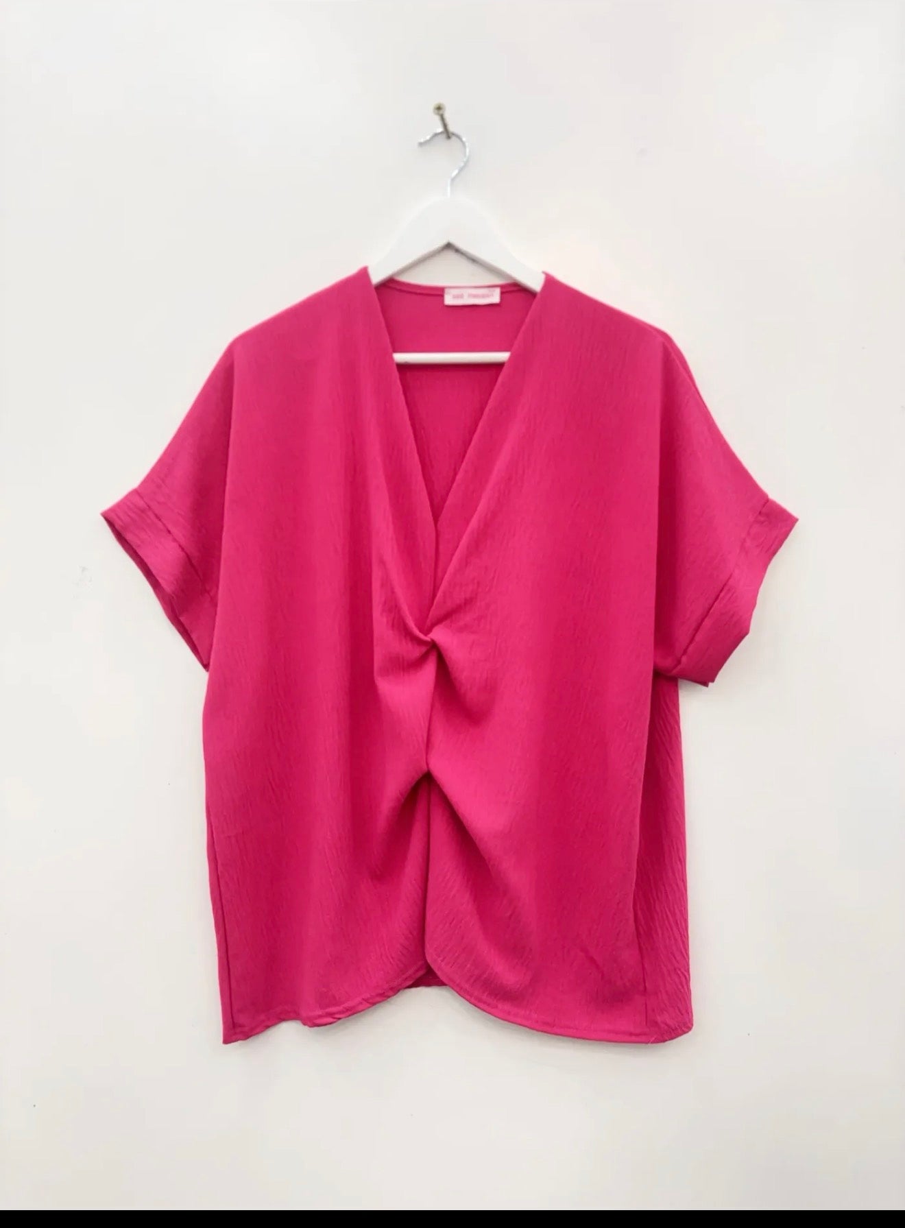 Blouse Drapée Col V – Fuchsia